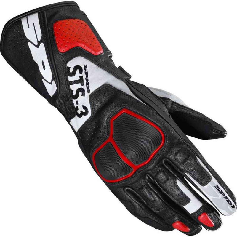 SPIDI - GUANTI MOTO IN PELLE DONNA STS-3 NERO/BIANCO/ROSSO
