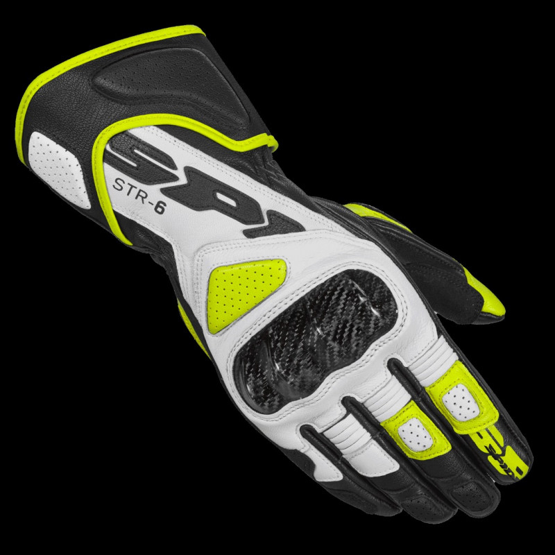 SPIDI - GUANTI MOTO IN PELLE STR-6 NERO/BIANCO/GIALLO FLUO SPIDI - GUANTI MOTO IN PELLE STR-6 NERO/BIANCO/GIALLO FLUO
