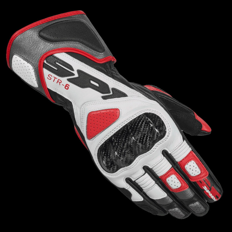 SPIDI - GUANTI MOTO IN PELLE STR-6 NERO/BIANCO/ROSSO SPIDI - GUANTI MOTO IN PELLE STR-6 NERO/BIANCO/ROSSO