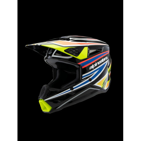 ALPINESTARS - CASCO MOTOCROSS BAMBINO S-M3 YOUTH WURX NERO/GIALLO FLUO/BLU/ROSSO