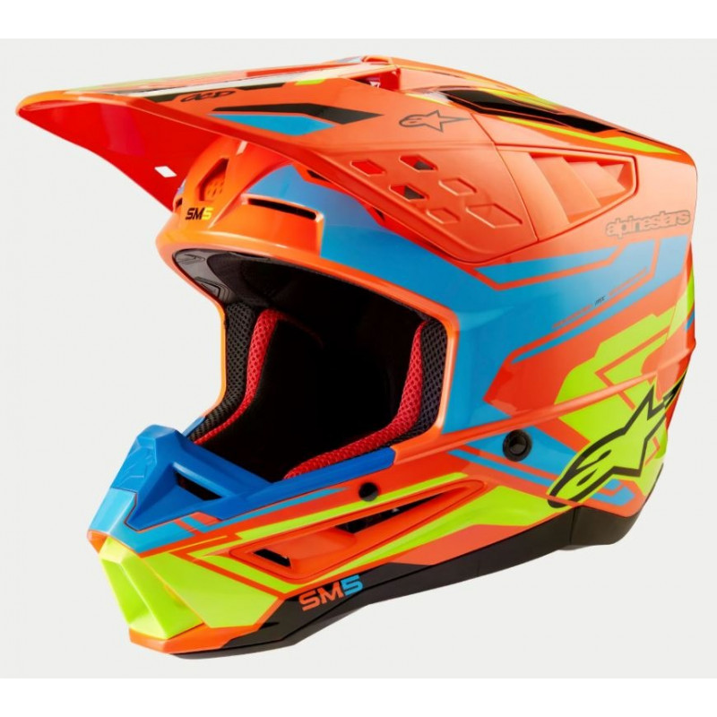 ALPINESTARS - CASCO MOTOCROSS S-M5 ACTION 2 ARANCIONE/AZZURO/GIALLO FLUO