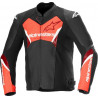 ALPINESTARS - GIACCA MOTO IN PELLE FASTER V3 - NERO/ROSSO FLUO