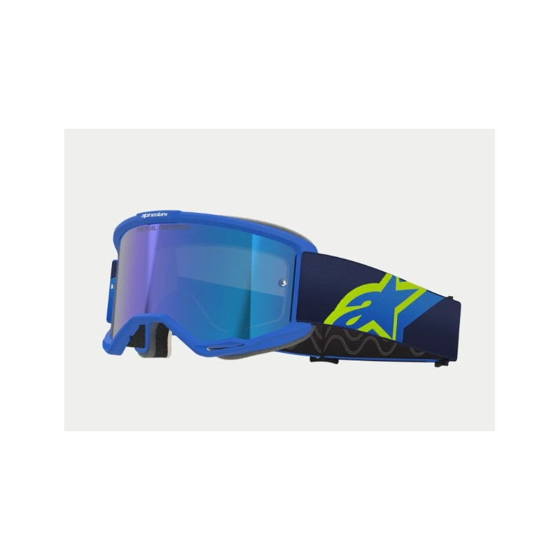 ALPINESTARS - MASCHERINA MOTOCROSS VISION 5 CORP LENTE A SPECCHIO BLU - BLU/GIALLO FLUO