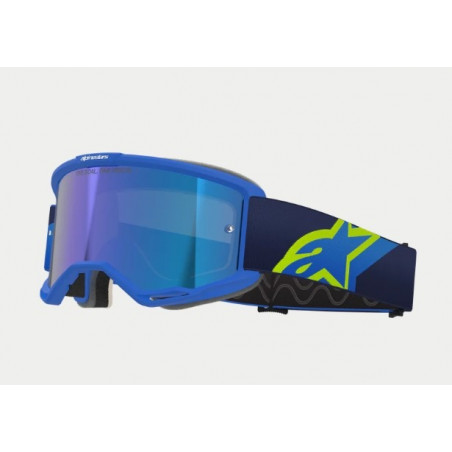 ALPINESTARS - MASCHERINA MOTOCROSS VISION 5 CORP LENTE A SPECCHIO BLU - BLU/GIALLO FLUO