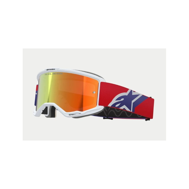 ALPINESTARS - MASCHERINA MOTOCROSS VISION 5 CORP LENTE SPECCHIATA ROSSA - BIANCO/ROSSO/VIOLA