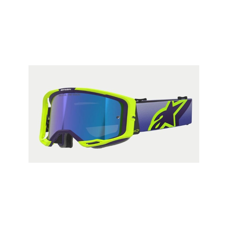 ALPINESTARS - MASCHERINA MOTOCROSS VISION 8 CORP LENTE A SPECCHIO BLU - GIALLO FLUO/VIOLA