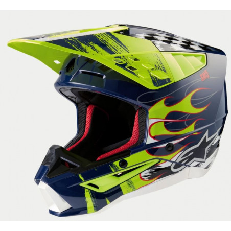 ALPINESTARS - CASCO MOTOCROSS S-M5 RASH BLU/GIALLO FLUO/BIANCO