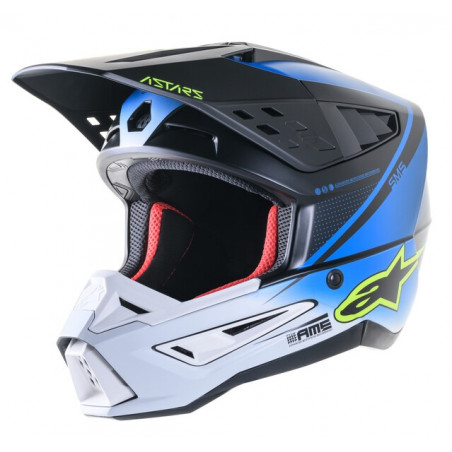 ALPINESTARS - CASCO MOTOCROSS S-M5 RAYON NERO/BLU/BIANCO/GIALLO FLUO