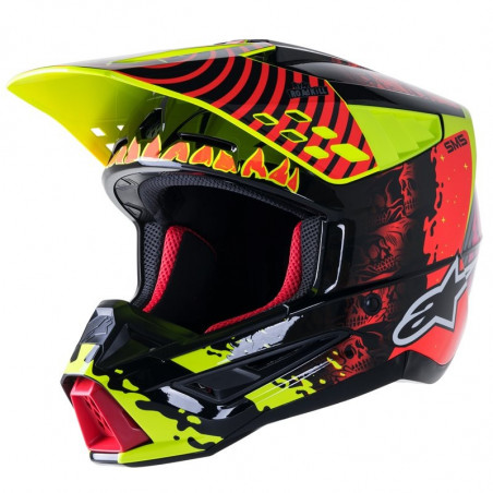 ALPINESTARS - CASCO MOTOCROSS S-M5 SOLAR FLARE NERO/ROSSO FLUO/GIALLO FLUO