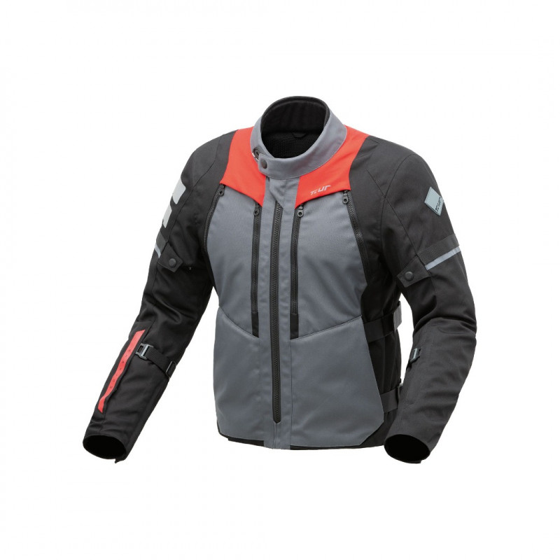 T.UR - GIACCA MOTO TOURING NEVADA NERO/GRIGIO/ROSSO