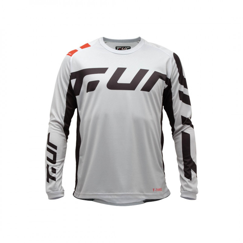 T.UR - MAGLIA MOTOCROSS T-THREE GRIGIO/NERO/ROSSO T.UR - MAGLIA MOTOCROSS T-THREE GRIGIO/NERO/ROSSO