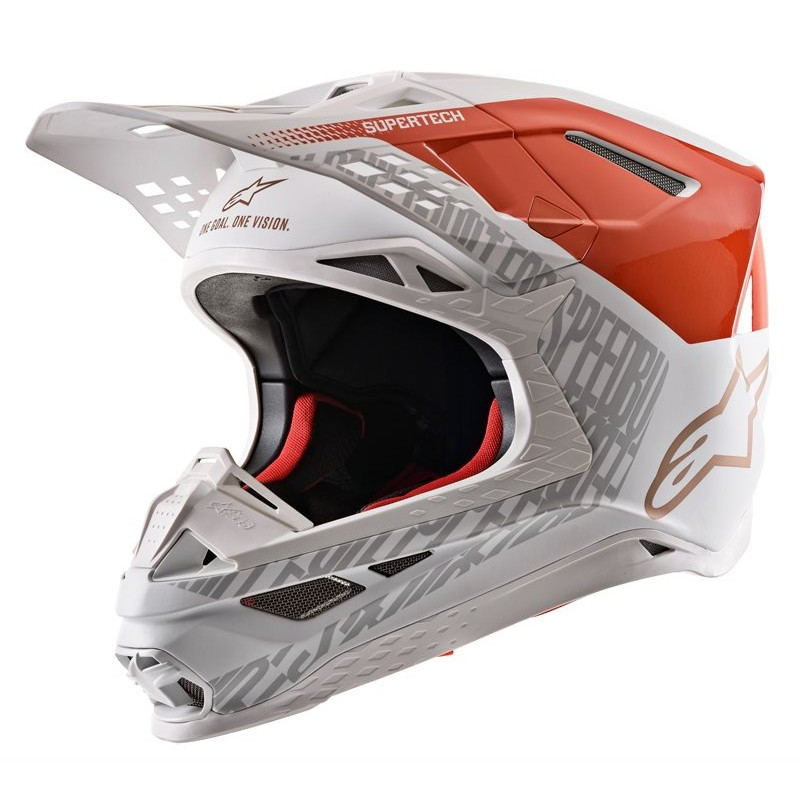 ALPINESTARS - CASCO MOTOCROSS SUPERTECH S-M8 TRIPLE ARANCIONE FLUO/BIANCO/ORO