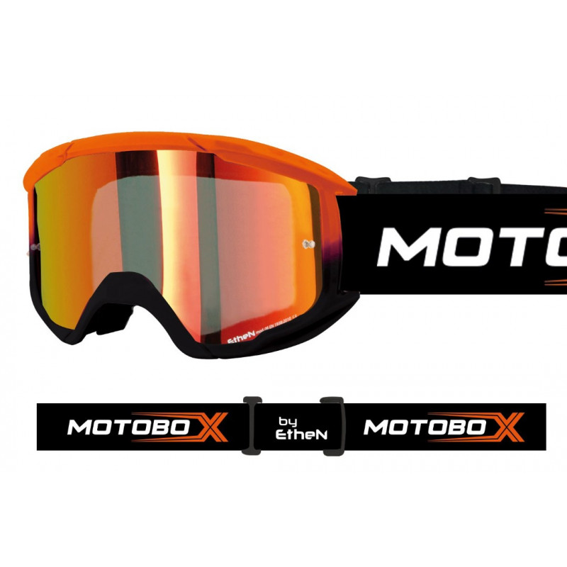 ETHEN - MASCHERINA MOTOCROSS MOTOBOX EVOLUTION LENTE A SPECCHIO - ARANCIO