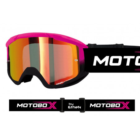 ETHEN - MASCHERINA MOTOCROSS MOTOBOX EVOLUTION LENTE A SPECCHIO - FUCSIA