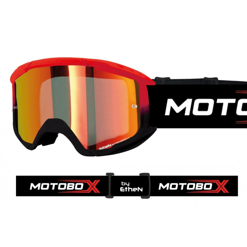 ETHEN - MASCHERINA MOTOCROSS MOTOBOX EVOLUTION LENTE A SPECCHIO - ROSSO