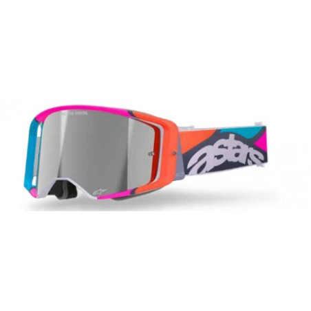 ALPINESTARS - MASCHERINA MOTOCROSS SUPERTECH STREAM LENTE A SPECCHIO ARGENTO - GRIGIO/BLU/ARANCIONE
