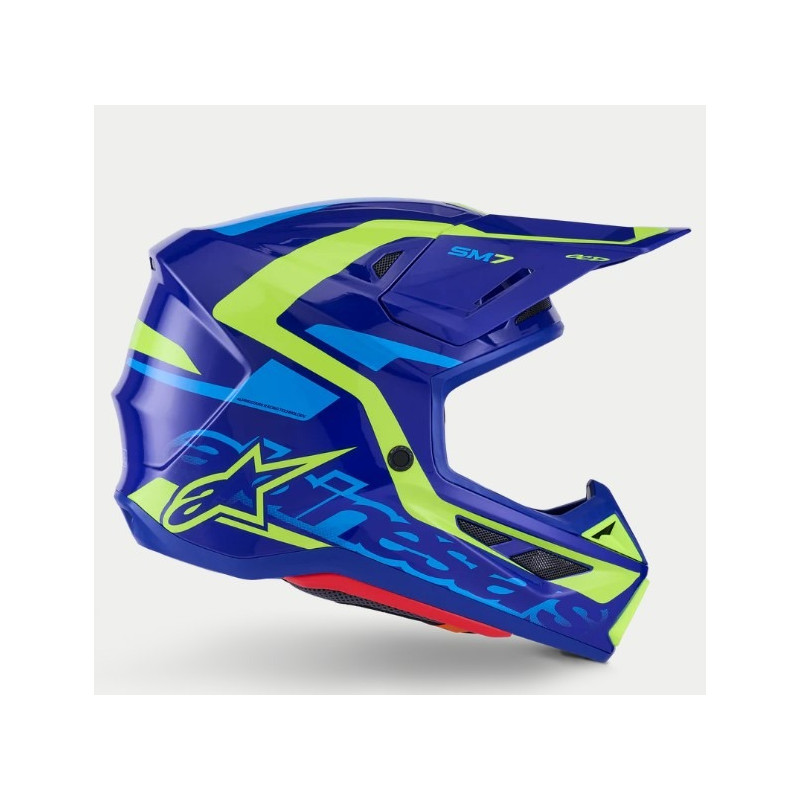 ALPINESTARS - CASCO MOTOCROSS S-M7 DEED - BLU/GIALLO FLUO/AZZURRO