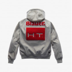 BLAUER HT - GIACCA MOTO URBAN EASY MAN HOODY - GRIGIO/ROSSO
