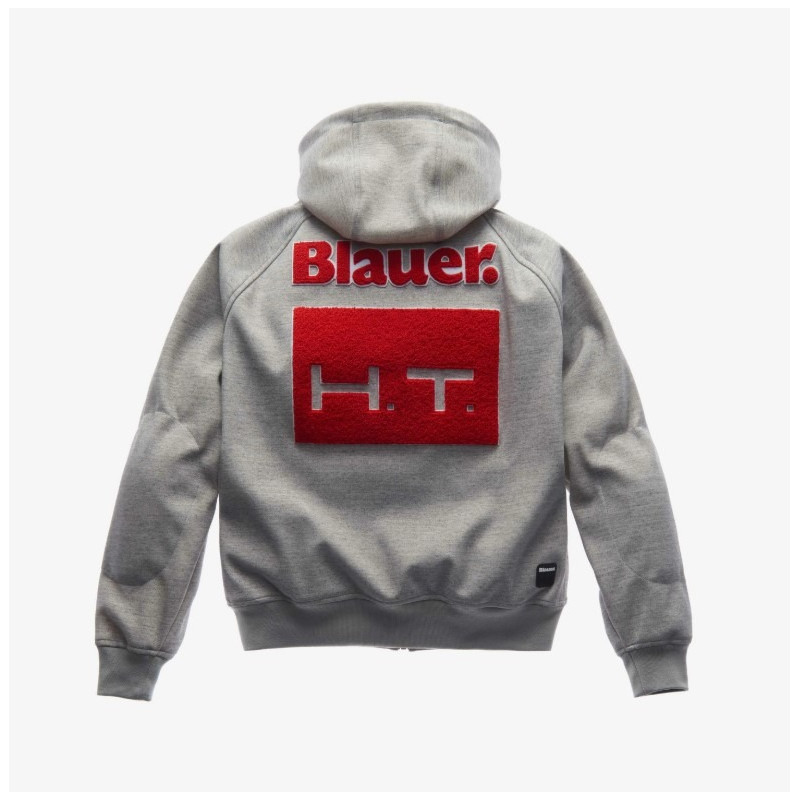 BLAUER HT - GIACCA MOTO URBAN EASY MAN HOODY - GRIGIO/ROSSO
