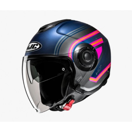 HJC - CASCO MOTO JET i40N LINIA MC28SF - GRIGIO/BLU/ROSA
