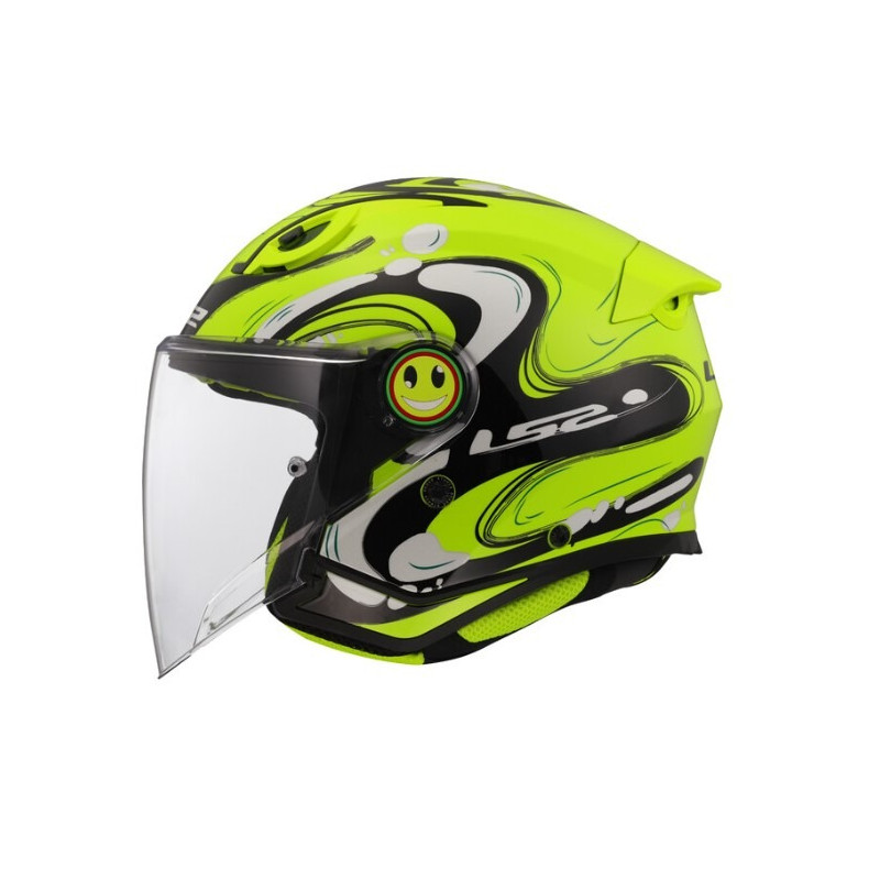 LS2 - CASCO MOTO JET BAMBINO OF622 FUNNY II GLUP - GIALLO FLUO/NERO/BIANCO