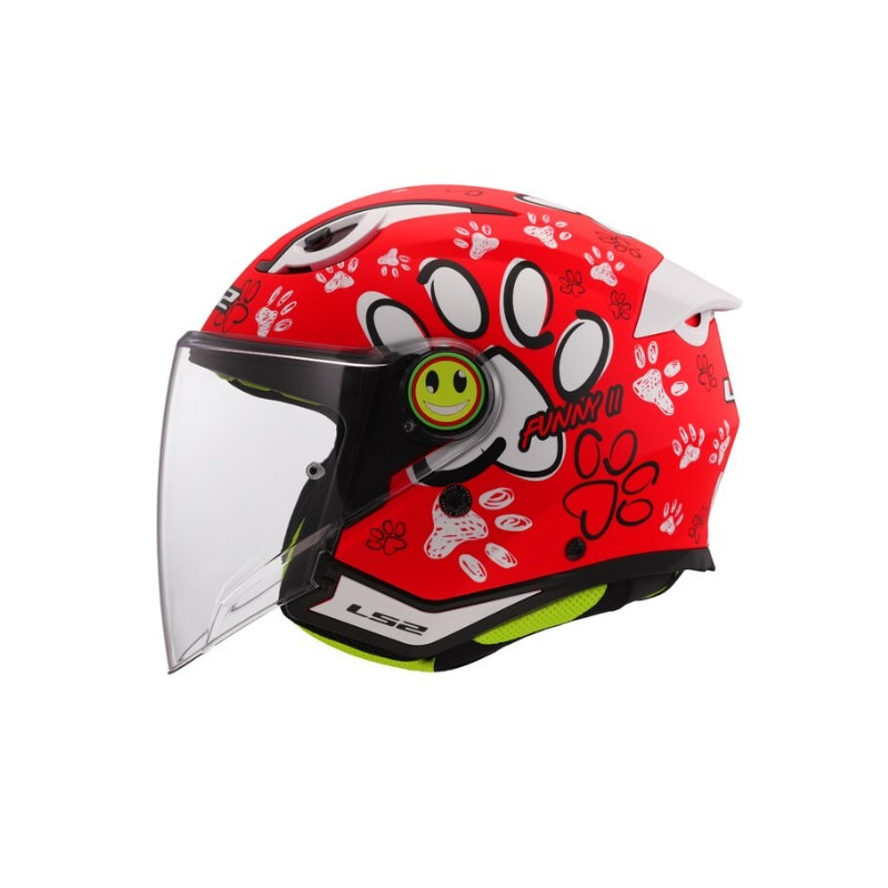 LS2 - CASCO MOTO JET BAMBINO OF622 FUNNY II PAWS - ROSSO/BIANCO