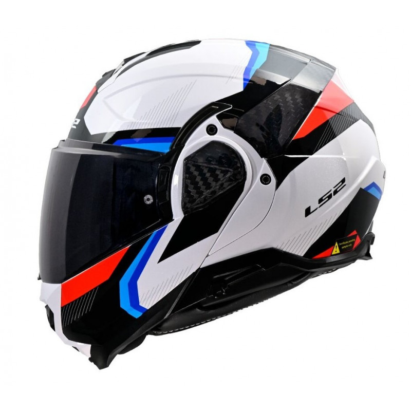 LS2 - CASCO MOTO MODULARE ADVANT II FF910 TRIPLE - BIANCO/ROSSO/BLU