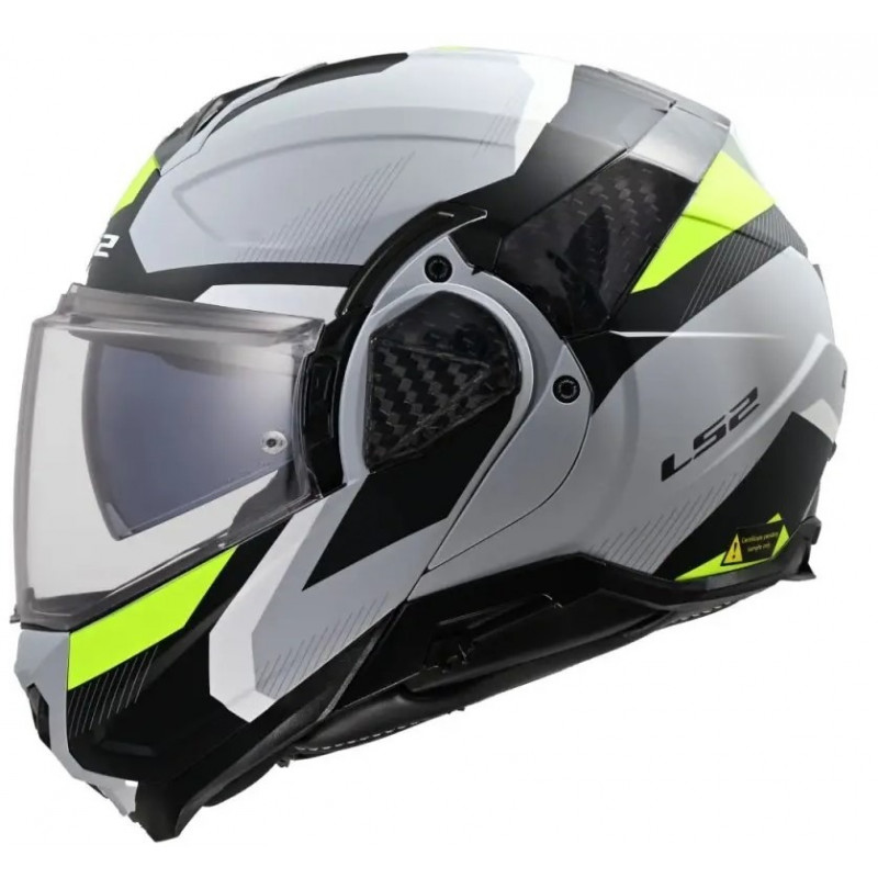 LS2 - CASCO MOTO MODULARE ADVANT II FF910 TRIPLE - GRIGIO/GIALLO FLUO/NERO