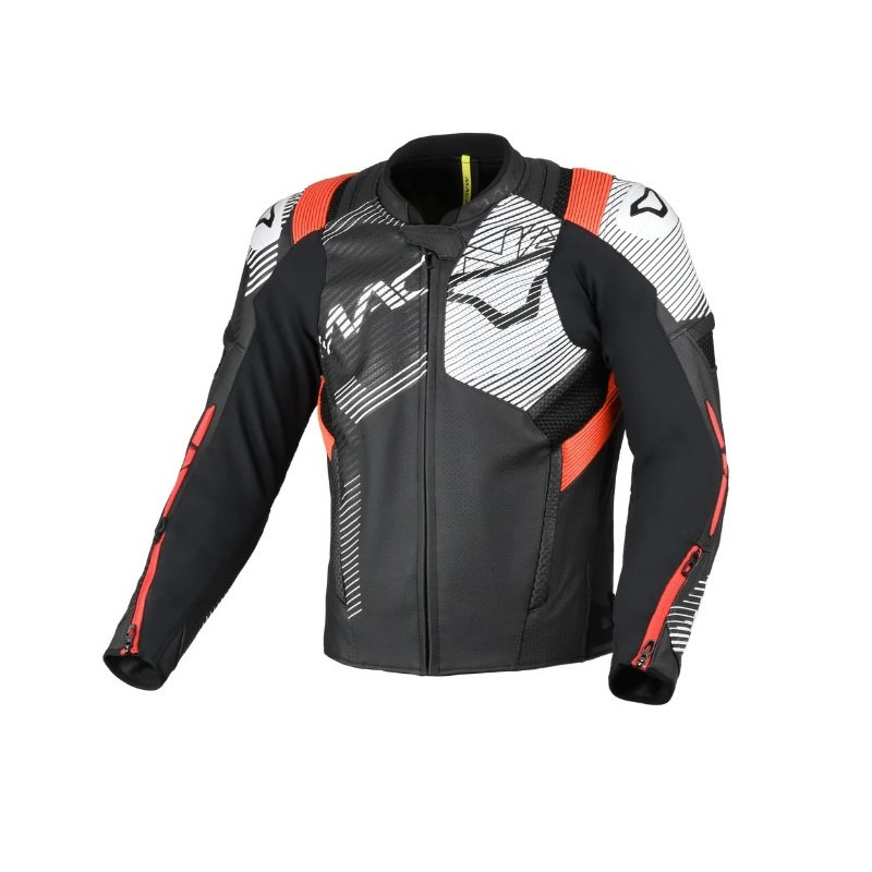 MACNA - GIACCA MOTO IN PELLE IGNITE - NERO/ROSSO