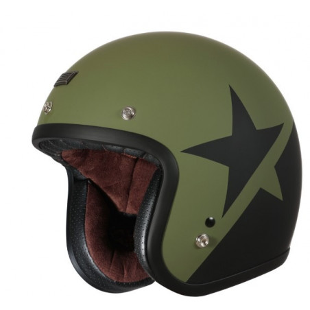 ORIGINE - CASCO MOTO CAFE RACER PRIMO STAR ARMY 22.06 - VERDE/NERO OPACO