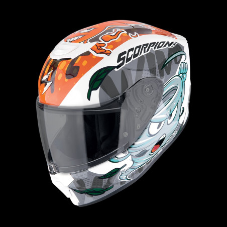 SCORPION EXO - CASCO MOTO BAMBINO EXO-JNR AIR THE4ELEMENTS - BIANCO/BLU/ARANCIONE