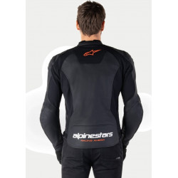 ALPINESTARS - GIACCA MOTO IN PELLE FASTER V3 - NERO/ROSSO FLUO