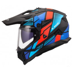 LS2 - CASCO MOTO ADVENTURE MX702 PIONEER II BLOCK - ROSSO/BLU/NERO OPACO