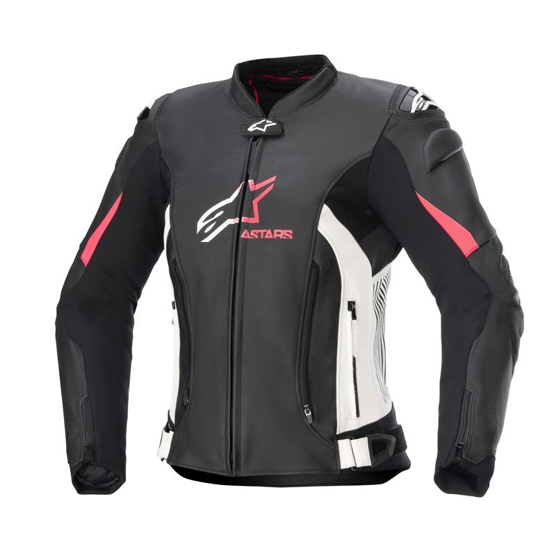 ALPINESTARS - GIACCA MOTO IN PELLE DONNA STELLA GP PLUS V4 NERO/BIANCO/ROSA
