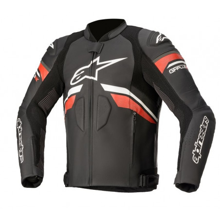 ALPINESTARS - GIACCA MOTO IN PELLE GP PLUS R V3 RIDEKNIT NERO/BIANCO/ROSSO
