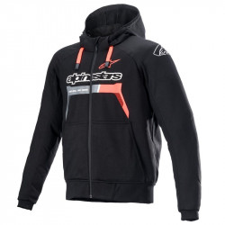ALPINESTARS - GIACCA MOTO URBAN CHROME IGNITION HOODIE NERO/ROSSO FLUO