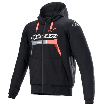 ALPINESTARS - GIACCA MOTO URBAN CHROME IGNITION HOODIE NERO/ROSSO FLUO