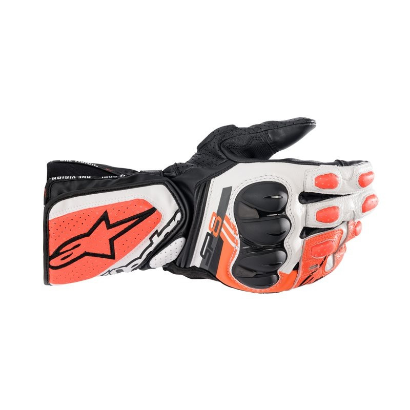 ALPINESTARS - GUANTI MOTO IN PELLE SP-8 V3 - NERO/BIANCO/ROSSO FLUO ALPINESTARS - GUANTI MOTO IN PELLE SP-8 V3 - NERO/BIANCO/ROSSO FLUO