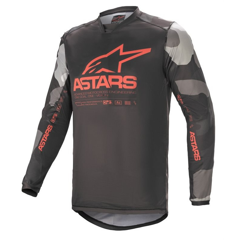 ALPINESTARS - MAGLIA MOTOCROSS RACER TACTICAL GRIGIO/CAMO/ROSSO FLUO