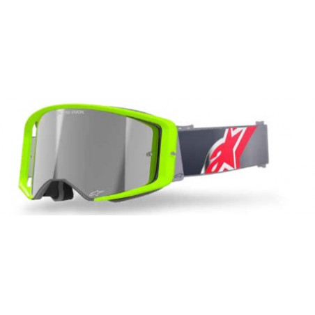 ALPINESTARS - MASCHERINA MOTOCROSS SUPERTECH CORP LENTE A SPECCHIO ARGENTO - GIALLO FLUO/ROSSO