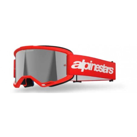ALPINESTARS - MASCHERINA MOTOCROSS VISION 3 WORDMARK LENTE A SPECCHIO ARGENTO - ROSSO