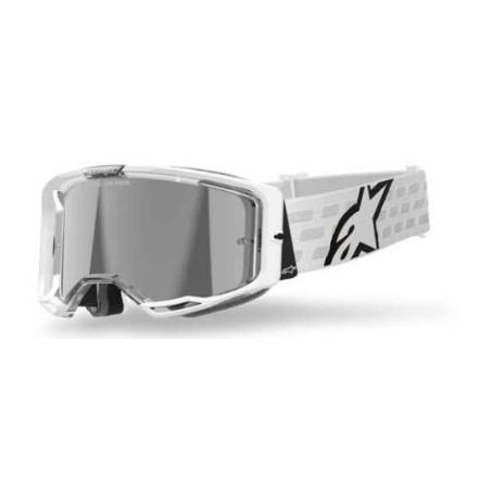 ALPINESTARS - MASCHERINA MOTOCROSS VISION 8 CORP LENTE A SPECCHIO ARGENTO - BIANCO