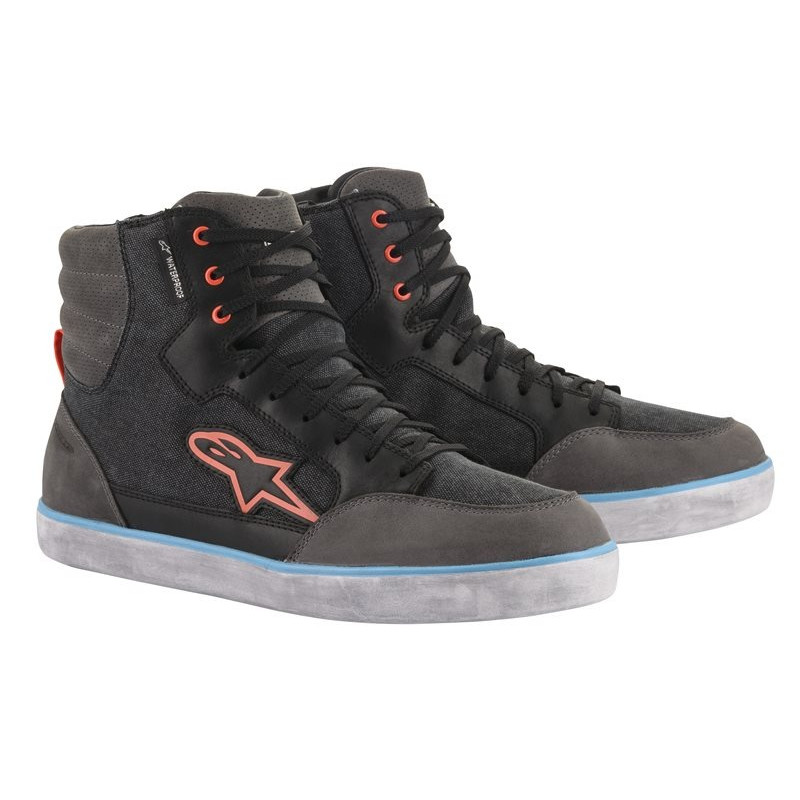ALPINESTARS - SCARPE TECNICHE MOTO J-6 WATERPROOF CANVAS NERO/GRIGIO/AZZURRO/ROSSO