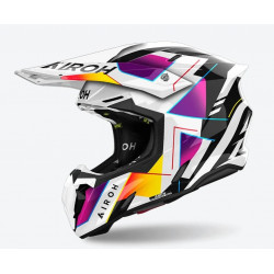 AIROH - CASCO MOTOCROSS TWIST 3 RAINBOW BIANCO/NERO/VIOLA/GIALLO