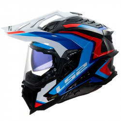 LS2 - CASCO MOTO ADVENTURE MX701 C EXPLORER FRONTIER II - BIANCO/ROSSO/BLU