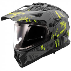 LS2 - CASCO MOTO ADVENTURE MX702 PIONEER II CRAZY NERO/GIALLO FLUO