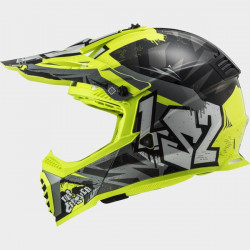 LS2 - CASCO MOTOCROSS BAMBINO MX437 FAST II MINI CRUSHER - GRIGIO/GIALLO FLUO