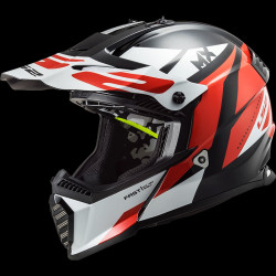 LS2 - CASCO MOTOCROSS BAMBINO MX437 FAST MINI EVO STRIKE NERO/BIANCO/ROSSO