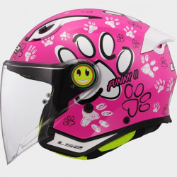 LS2 - CASCO MOTO JET BAMBINO OF622 FUNNY II PAWS - ROSA