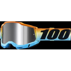 100% - MASCHERINA MOTOCROSS ACCURI 2 SUNSET LENTE A SPECCHIO ARGENTO - ARANCIONE/AZZURRO